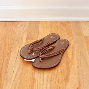 Brown Leather Flip Flops